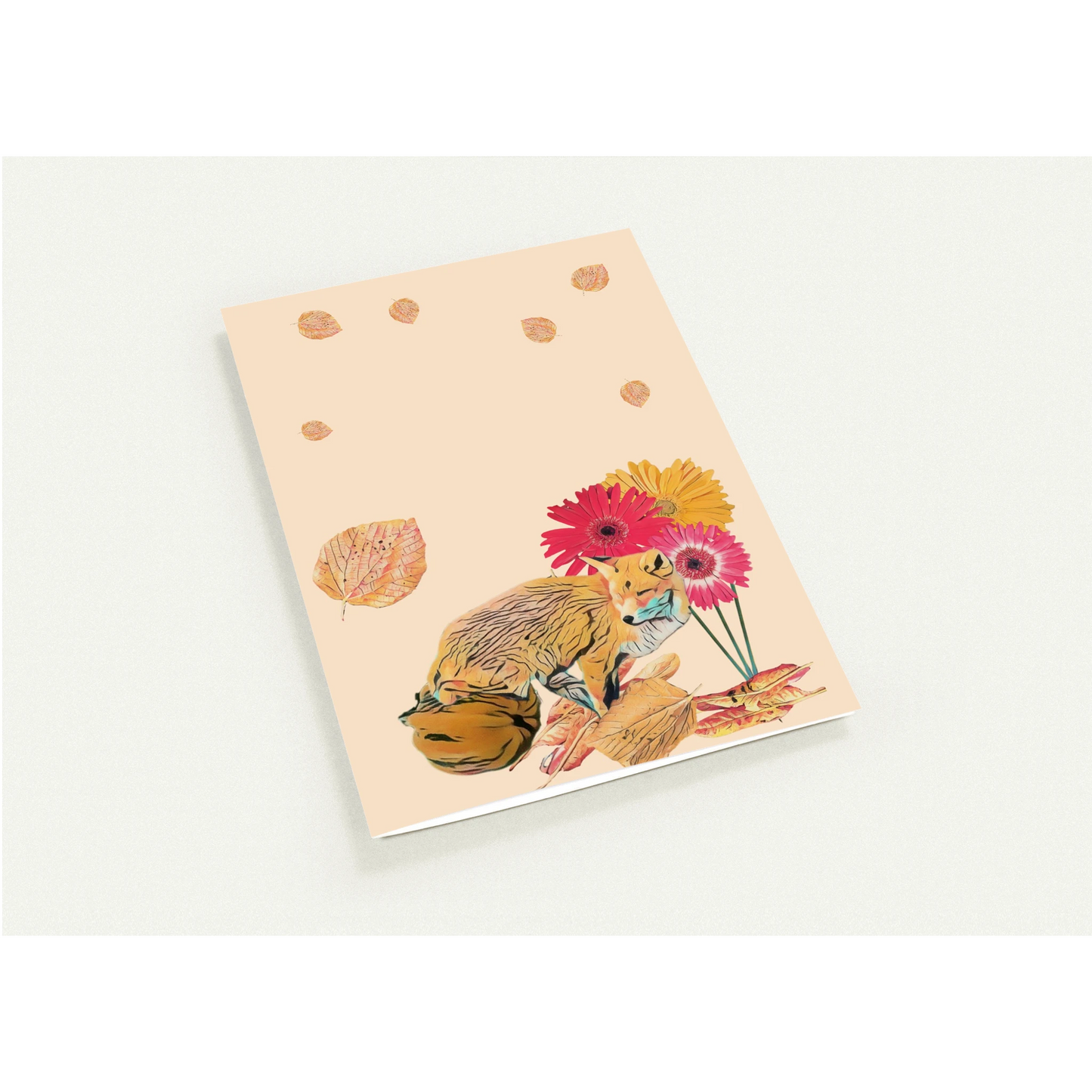 light-blues-autumnal-fox-and-pumpkin-greeting-cards-pack-of-10-cozy-designs - front view