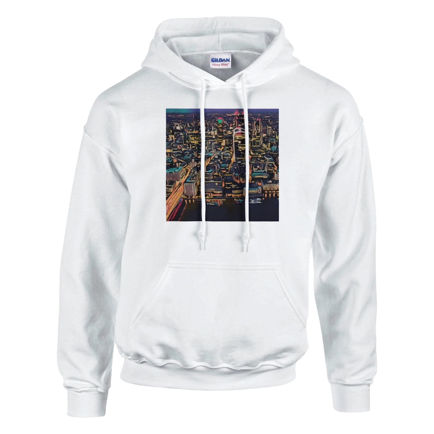 urbanstyle-london-skyline-night-hoodie-comfortable-heavy-blend-design - front view