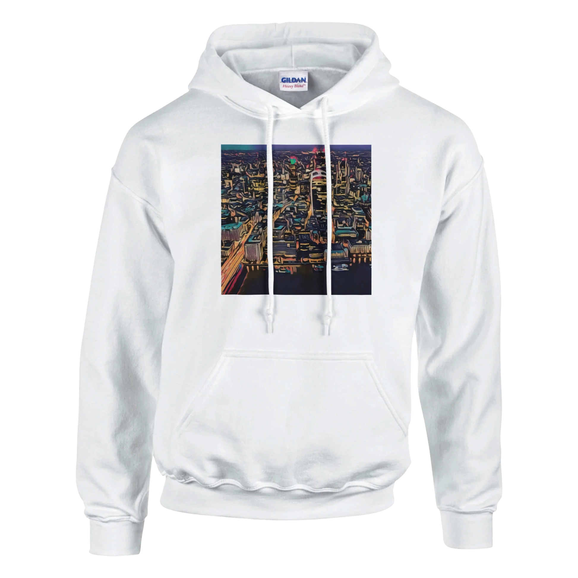 urbanstyle-london-skyline-night-hoodie-comfortable-heavy-blend-design - front view