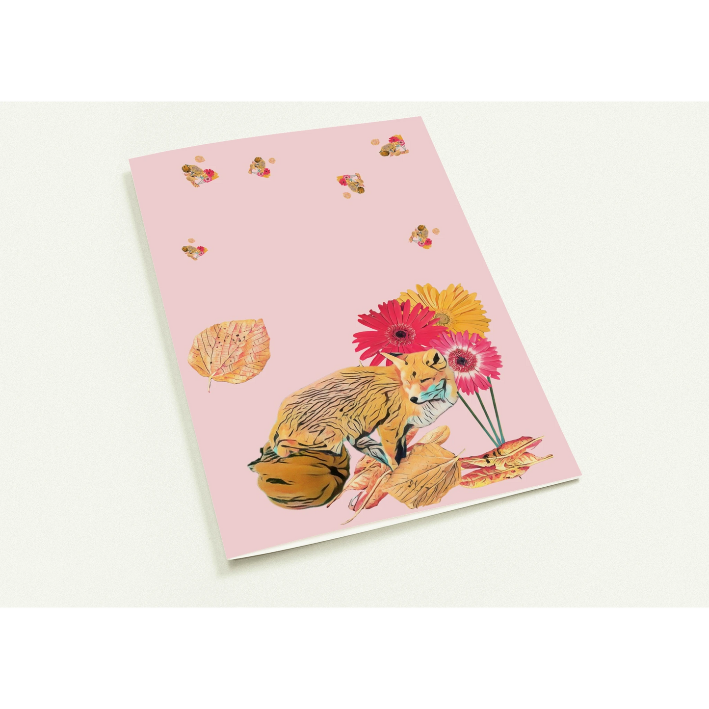 light-blues-autumnal-fox-and-pumpkin-greeting-cards-pack-of-10-cozy-designs - front view