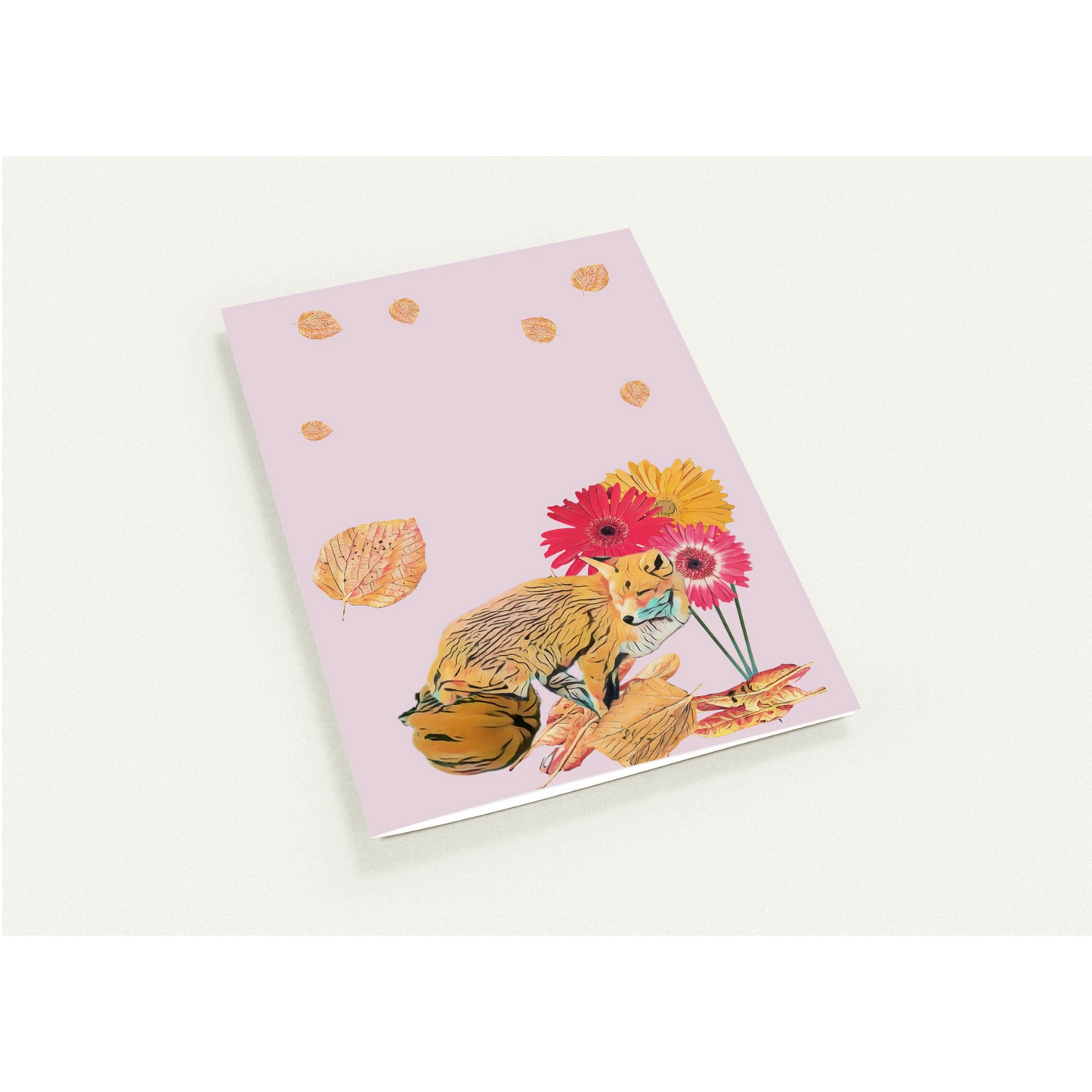 light-blues-autumnal-fox-and-pumpkin-greeting-cards-pack-of-10-cozy-designs - front view