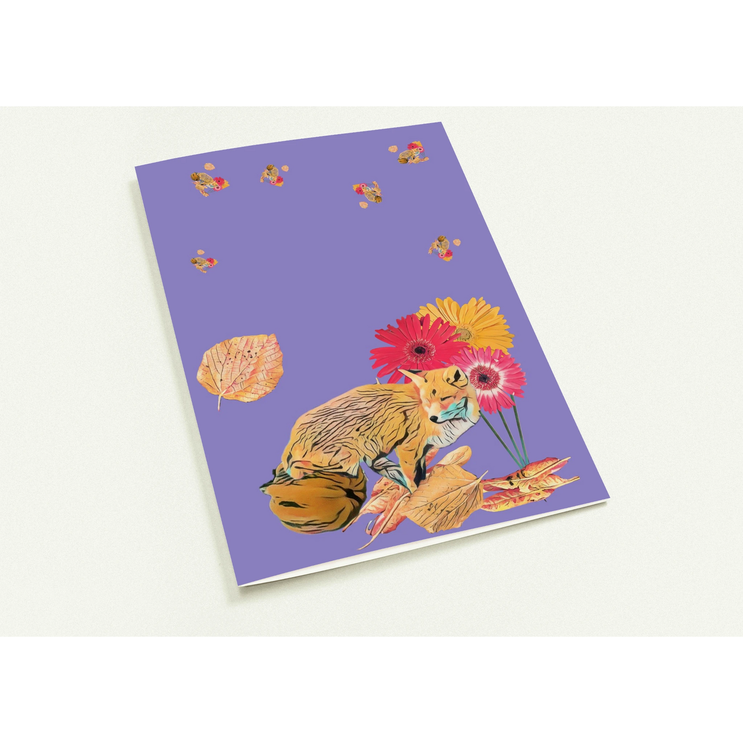 light-blues-autumnal-fox-and-pumpkin-greeting-cards-pack-of-10-cozy-designs - front view