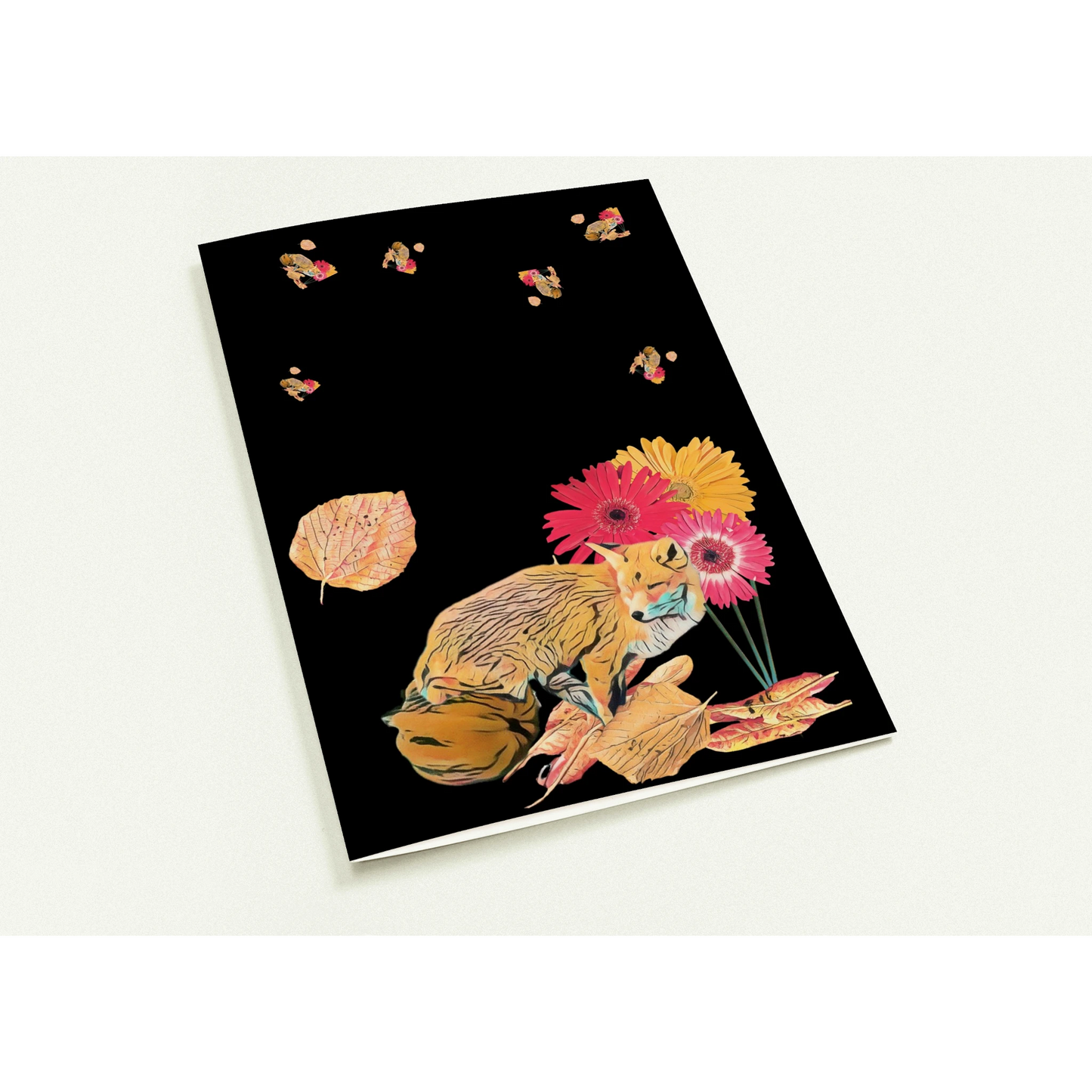 light-blues-autumnal-fox-and-pumpkin-greeting-cards-pack-of-10-cozy-designs - front view