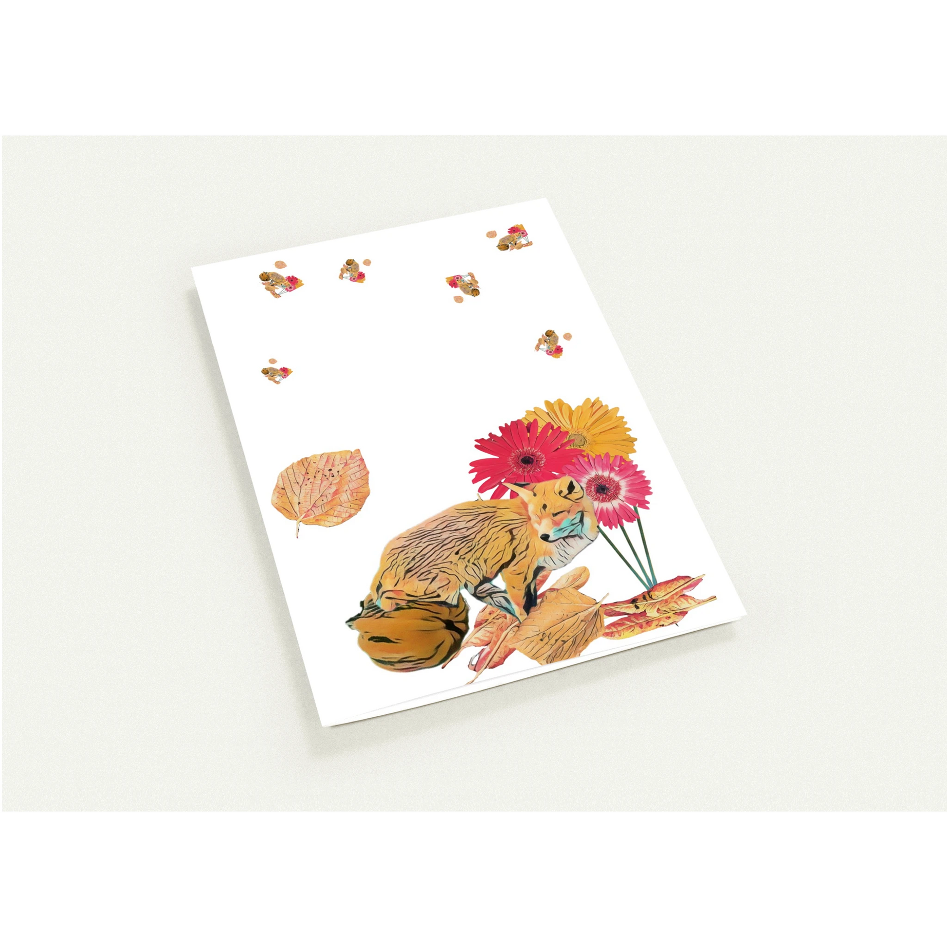 light-blues-autumnal-fox-and-pumpkin-greeting-cards-pack-of-10-cozy-designs - front view