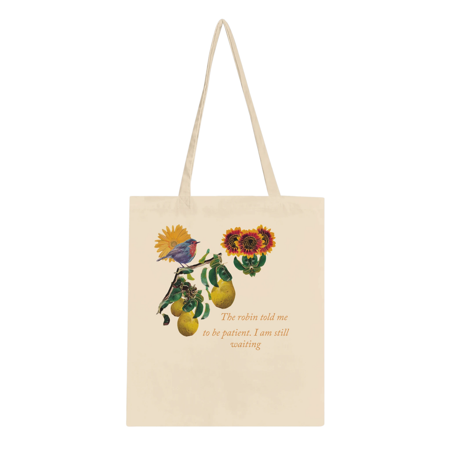 eco-conscious-tote-bag-with-dreamy-robin-and-per-tree-design-100-cotton - front view