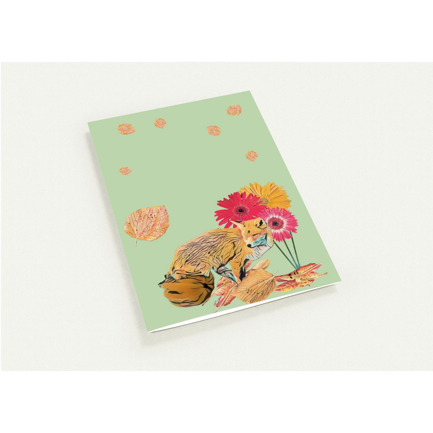 light-blues-autumnal-fox-and-pumpkin-greeting-cards-pack-of-10-cozy-designs - front view