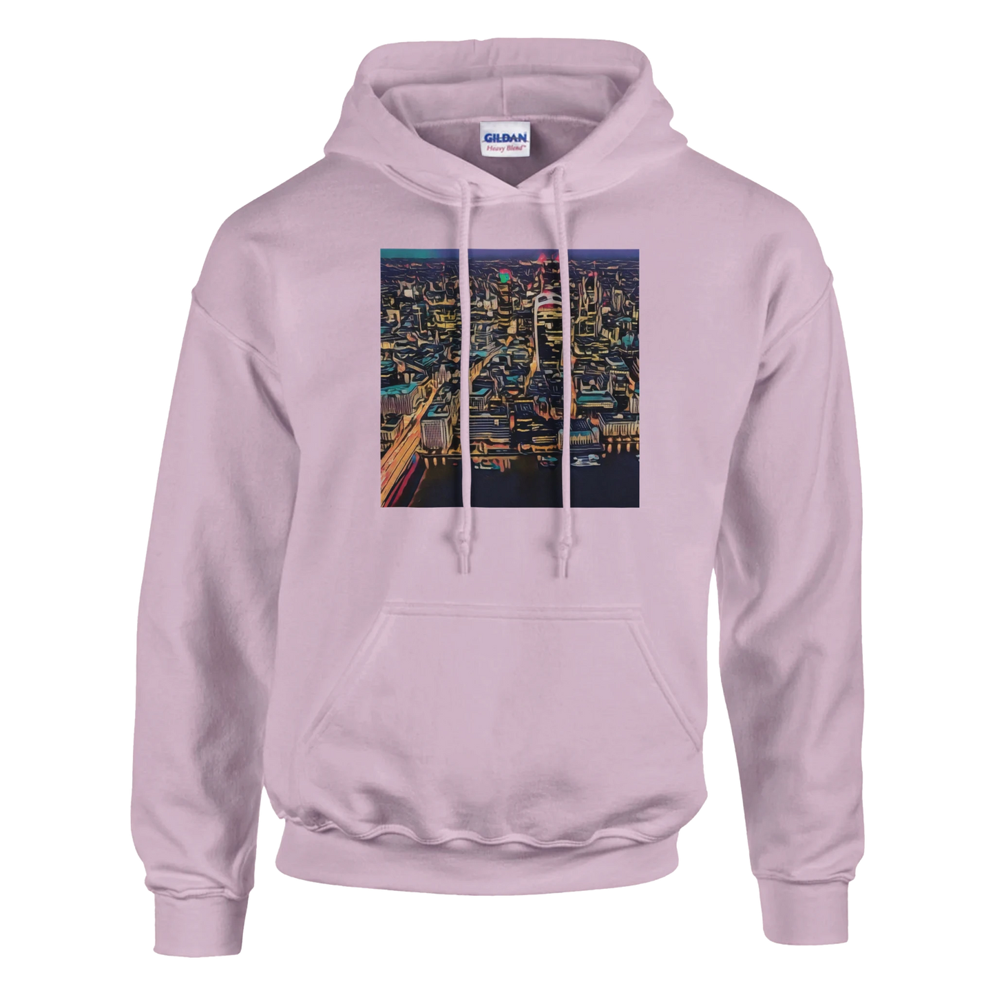 urbanstyle-london-skyline-night-hoodie-comfortable-heavy-blend-design - front view