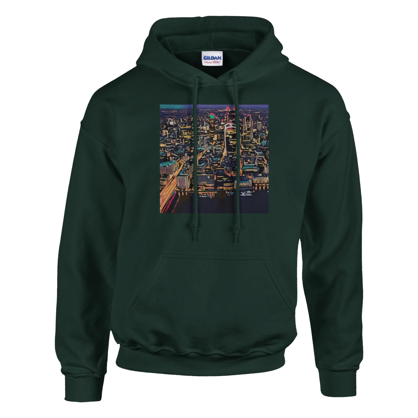 urbanstyle-london-skyline-night-hoodie-comfortable-heavy-blend-design - front view