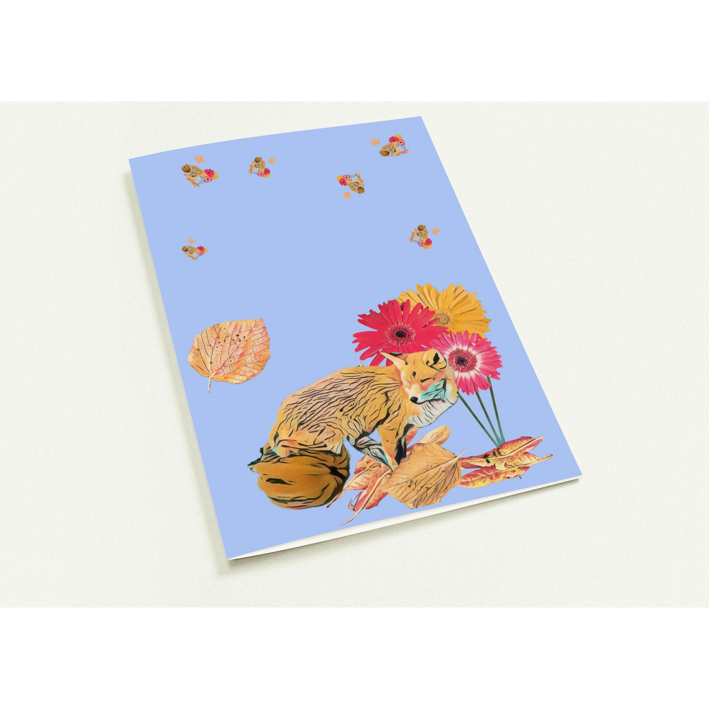 light-blues-autumnal-fox-and-pumpkin-greeting-cards-pack-of-10-cozy-designs - front view