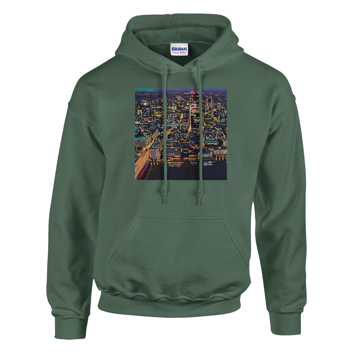 urbanstyle-london-skyline-night-hoodie-comfortable-heavy-blend-design - front view