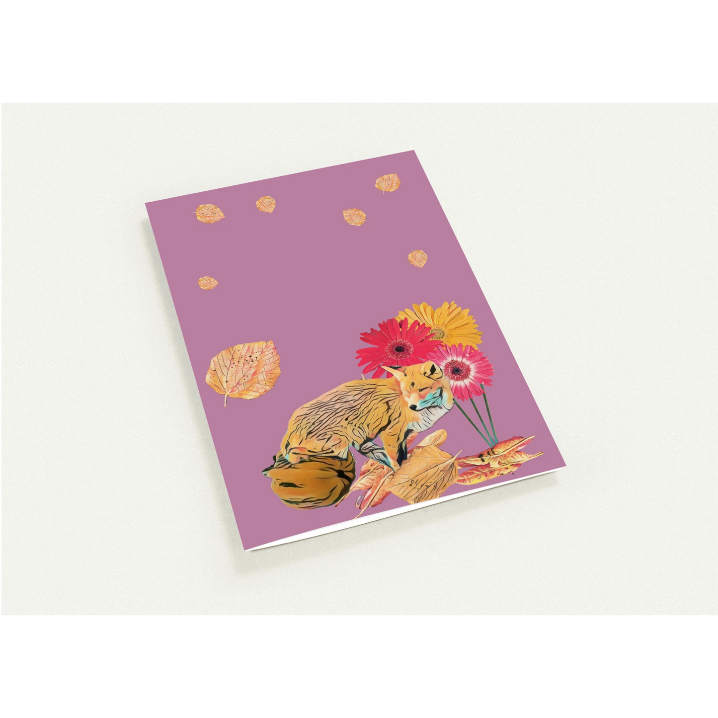 light-blues-autumnal-fox-and-pumpkin-greeting-cards-pack-of-10-cozy-designs - front view