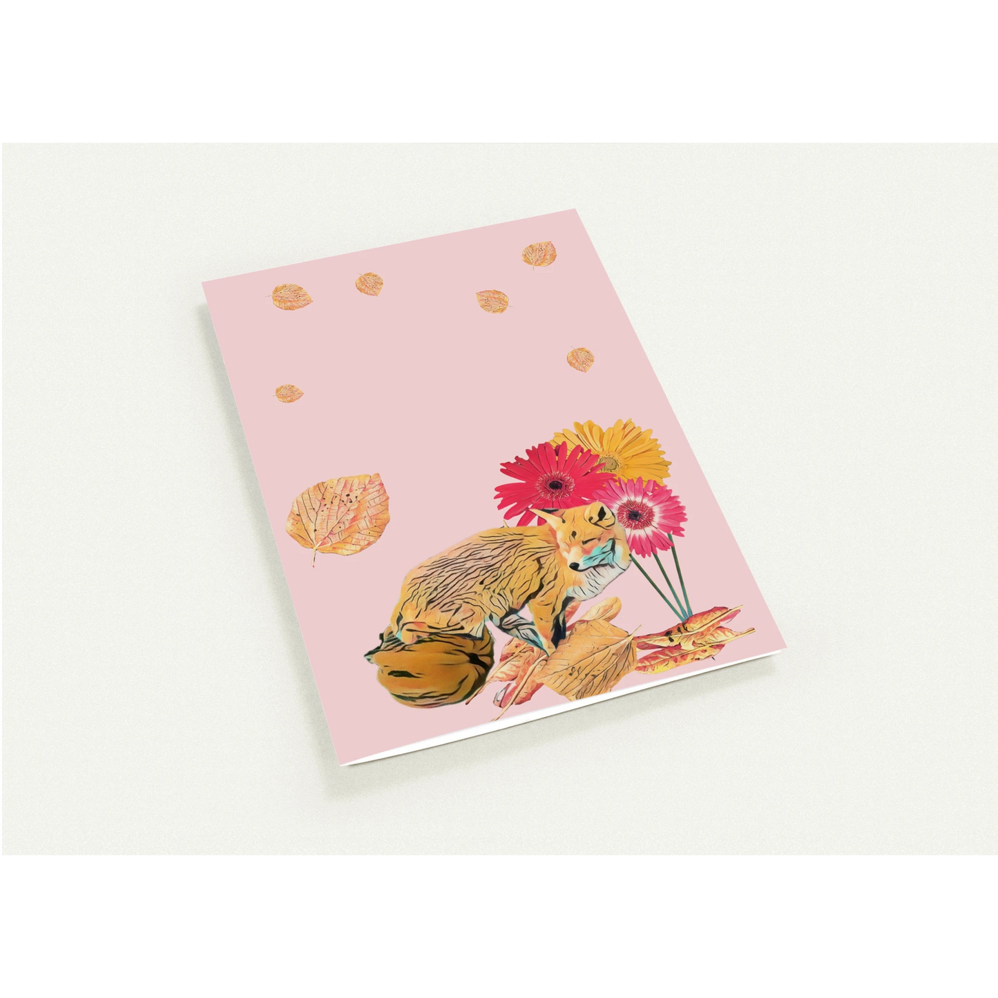 light-blues-autumnal-fox-and-pumpkin-greeting-cards-pack-of-10-cozy-designs - front view