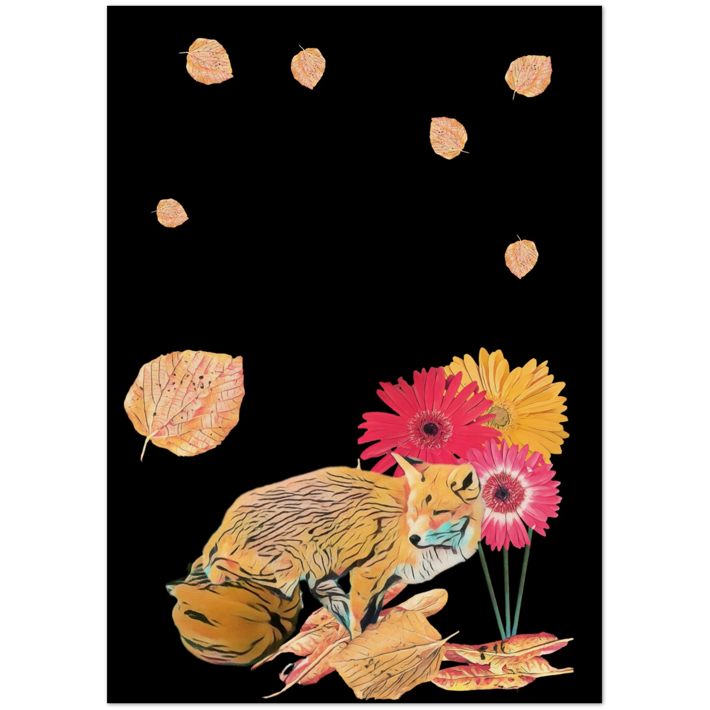 light-blues-autumnal-fox-and-pumpkin-greeting-cards-pack-of-10-cozy-designs - front view