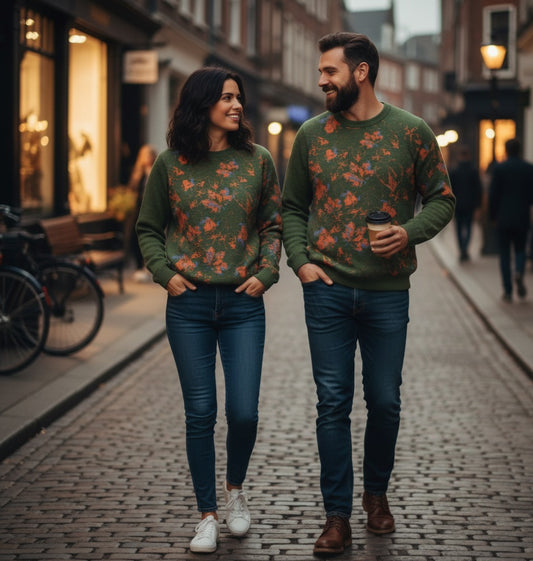 Olive Foliage Knitted crew neck sweater