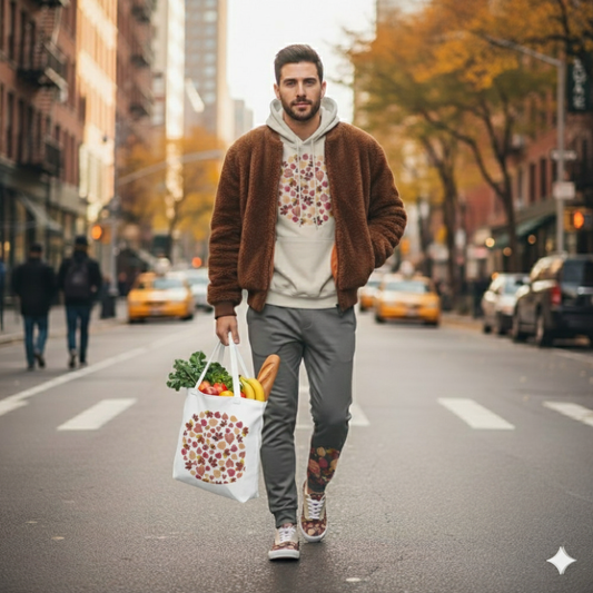 Eco-Conscious Tote Bag with Fallen Leaves Design – 100% Cotton