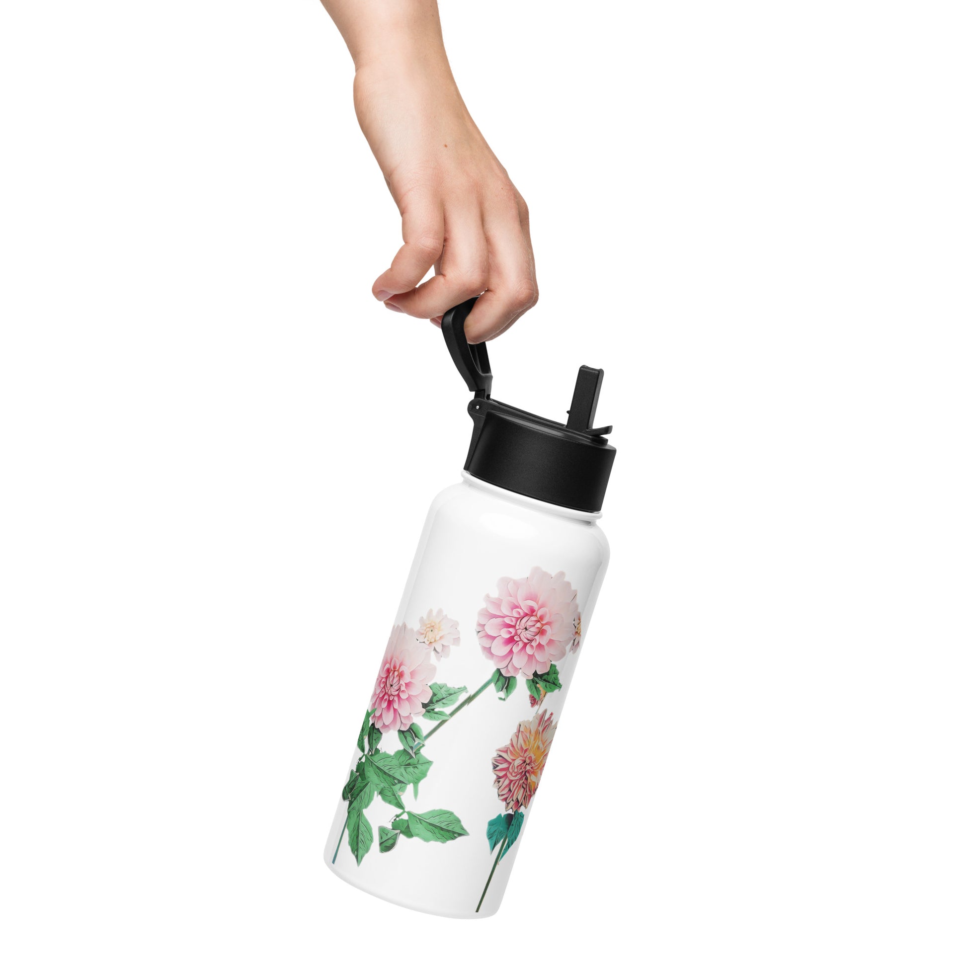 stainless-steel-water-bottle-with-a-straw-lid - front view